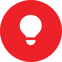 Red Circle with Lightbulb in the Middle